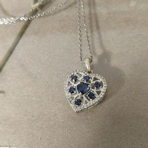 KAY'S SEPTEMBER BIRTHSTONE SILVER HEART NECKLACE